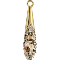 Swarovski  Teardrop Pave Pendant Spikes 67462- 20mm Gold Plated Crystal Metallic Light Gold and Crystal Golden Shadow