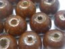16mm Round Wooden Beads Dyed Brown(25 beads) 
