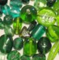  Mix Glass Beads Trans-Green