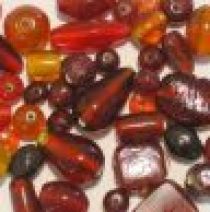  Mix Glass Beads Trans-Red