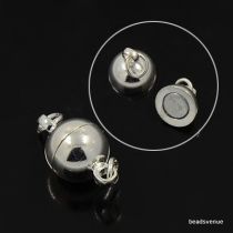 Magnetic Clasp Round  8 x14 mm W/ Closed Jump ring Silver Plated