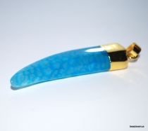 Agate Tooth Pendant W/bail-45-50mm-Blue-BI3