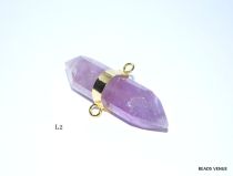 Amethyst 9 sided Double Terminated link pendant 46mm X 18mm