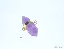 Amethyst 9 sided Double Terminated link pendant 35mm X 12mm