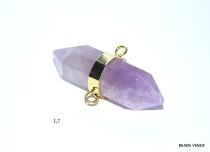 Amethyst 9 sided Double Terminated link pendant 39mm X 12mm