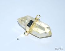 Yellow Quartz 9 sided Double Terminated link pendant 40mm X 20mm