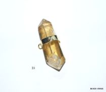 Yellow Quartz 9 sided Double Terminated link pendant 44mm X 18mm
