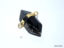 Black Agate 9 sided Double Terminated link pendant 37mm X 19mm