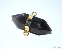 Black Agate 9 sided Double Terminated link pendant 39mm X 18mm
