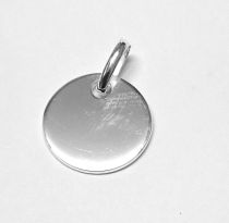 Sterling Silver Solid Flat Round(11.8mm) Charm W/jumpring