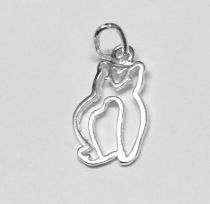 Sterling Silver Cat Outline(13x7mm) Charm W/jumpring