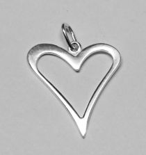 Sterling Silver Heart Outline(16.5mm) Charm W/jumpring
