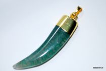 Agate Tooth Pendant W/bail-45-50mm-Green-G3