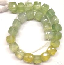 Prehnite Handcrafted Faceted Cubes 6-10 mm Strand- 22cms.