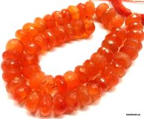 Carnelian Handcrafted  faceted rondelles 7-10 x 3.5 -6mm strand -26 cms.