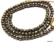 Pyrite Faceted Handcrafted Rondelles  3.6mm Strand - 34 cms. 