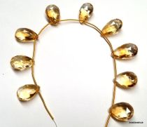 Citrine  Handcrafted Faceted Tear drops 16-20.6 x 11- 12.5 mm Strand-21 cms.