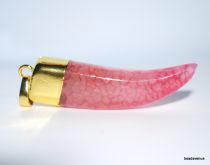 Agate Tooth Pendant W/bail-45-50mm-Pink-P11
