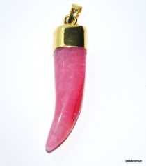 Agate Tooth Pendant W/bail-45-50mm-Pink-P4