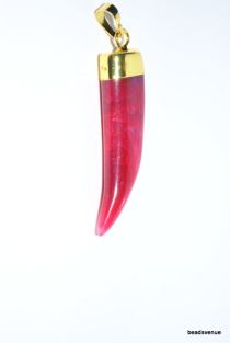 Agate Tooth Pendant W/bail-45-50mm-Pink-P6