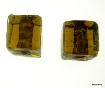  Silver Foil Cube Beads-10mm - Amber