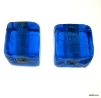 Silver Foil Cube Beads-10mm - Dark Blue