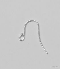 Sterling Silver Sheppard ear Hook W/Ball 1.5x0.7x 20mm