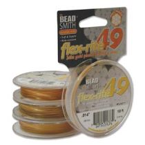 Flexrite Beading wire 49 Strand- .014inch - 10 FT. -Gold Plated(24k)