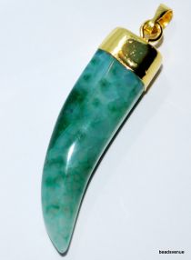 Agate Tooth Pendant W/bail-45-50mm-Green-G7