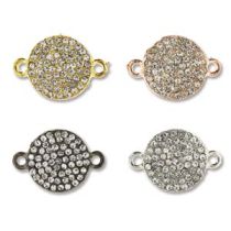 Diamante Crystal Encrusted Connector Disk(19x13mm) Charms Mix
