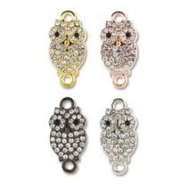 Diamante  Crystal Encrusted Connector Owl(21x10mm) Charms Mix