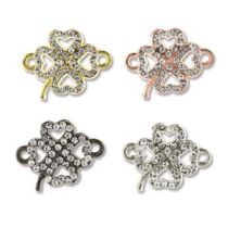 Diamante  Crystal Encrusted Connector Clover(20x15mm) Charms Mix