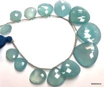 Blue Chalcedony Handcrafted Faceted Pear Beads 12- 26 mm Strand -20 cms.