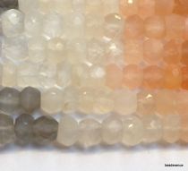 Faceted Gemstone -Multi Moonstone Faceted Rondelle -3.6-4.2mm Strand - 40 Cms.
