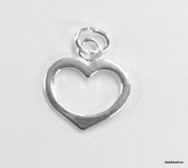 Sterling Silver Charm W/OPEN RING- Large open Heart  -12 x 10 mm