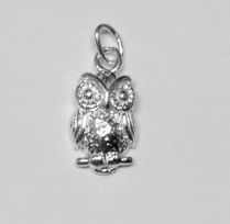 Sterling Silver Charm- Owl W/Open ring-15 x 7.9mm