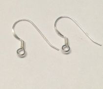 Sterling Silver Earring Hook w/ Coil- Height 18mm  500 Pcs. Pk.