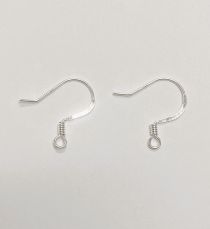 Sterling Silver Earring Hook w/ Coil- Height 15mm  500 Pcs. Pk.