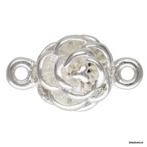 Sterling Silver Connector Charm Rose  11 mm