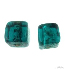 Silver Foil Cube Beads-10mm - Teal