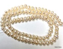 FWP- Potato shape 4-5mm-White,38 cms.strand (75-80 beads)
