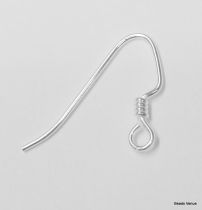 Sterling Silver Angular Ear Hook W/Coil 0.8 x 17mm-50 PCS. -Wholesale