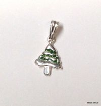 Sterling Silver Christmas Tree Small (Enamel )  W/Bail - 12mm