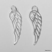 Sterling Silver Angel Wing Charm W/Ring-24 X 8.7MM