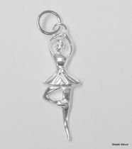 Sterling Silver Charm Ballet Girl W/Jump ring-26 x 8.8 mm