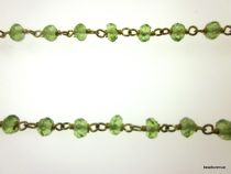Peridot Faceted Rondelle Gemstone Chain Gold plated- 45 cms.