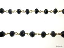 Black Spinel Faceted Rondelle Gemstone Chain Gold plated- 45 cms.