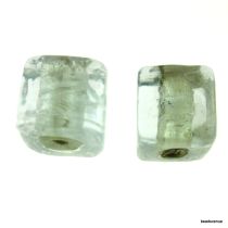 Silver Foil Cube Beads-10mm - Clear