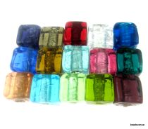  Silver Foil Cube Beads-10mm - Mix