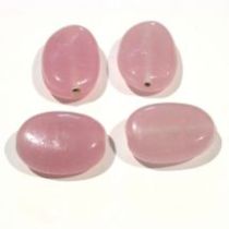  Glass Twisted Flat Ovals 19x14x7mm-Pink (Opaque)